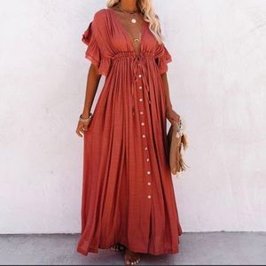 NWT Charlie Charlie Charlotte Red Maxi Dress